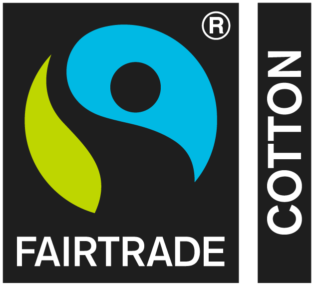 Logo Fairtrade Cotton, certifying that subrenat cotton comes is fair trade and remunerative for the producer
