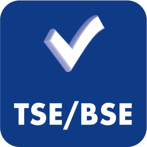 Logo of the TSE/BSE label, certifying that this textile reduces the risk of contamination when handling material infected with bovine spongiform encephalopathy