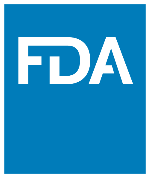 Logo of the FDA (Food and Drugs Administration), the organisation that certifies the conformity of Subrenat's custom-made technical textiles