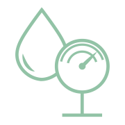 Pictogram deisgnating a high performance industrial filter offering high flow through the media