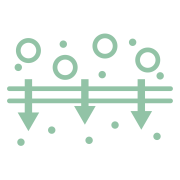 Pictogram designating a textile media for industrial filters ( solids, sludge, oil ... ) with very high filtration efficiency