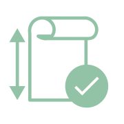 Pictogram for reliable and flawless textile with large seams, for the quality and confort of coating experts