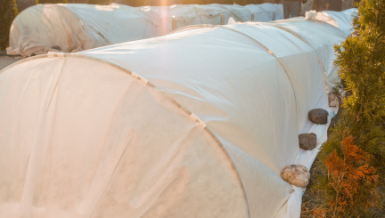 Serres employant les solutions et applications agrotextiles SUBRENAT pour la protection des cultures : toiles de paillage, voiles d'hivernage...