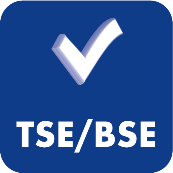Logo of the TSE/BSE label, certifying that this textile reduces the risk of contamination when handling material infected with bovine spongiform encephalopathy